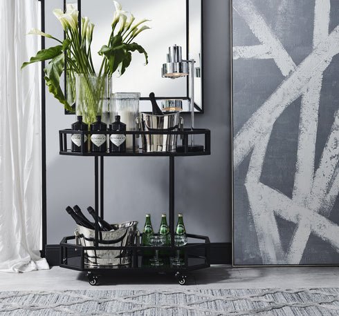 Zeta Beaded Black Wall Mirror