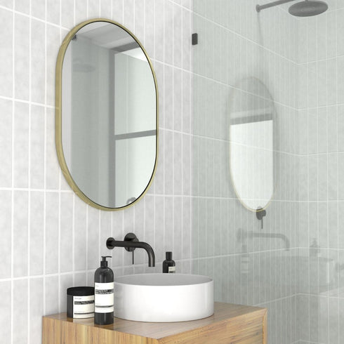 Aaden Pill Satin Brass Wall Mirror