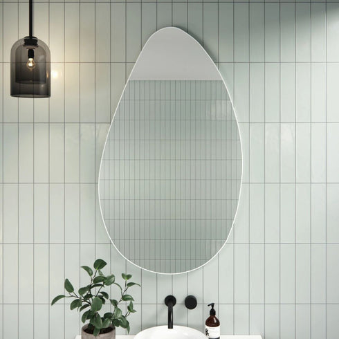 Miel Pebble Shape White Wall Mirror