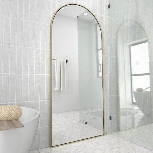 Apsel Arch Brushed Brass Wall Mirror