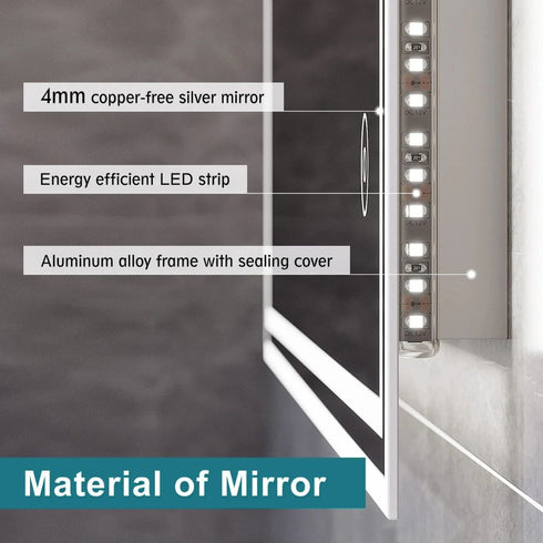 Adric Bluetooth Anti-fog LED Bathroom Wall Mirror