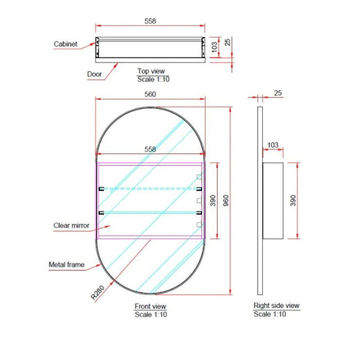 Noelle Satin Brass Pill Mirror Cabinet
