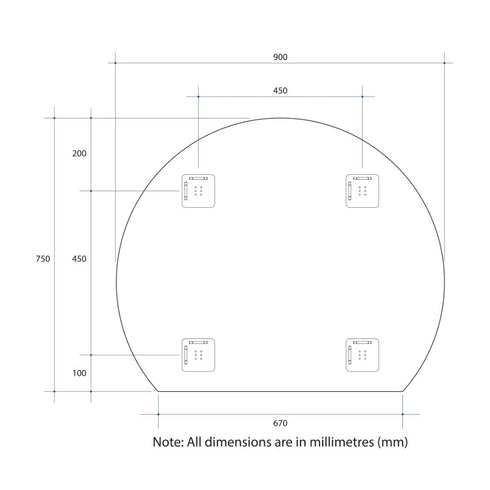 Hamilton D-shaped Bathroom Wall Mirror