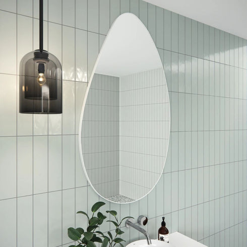 Miel Pebble Shape White Wall Mirror
