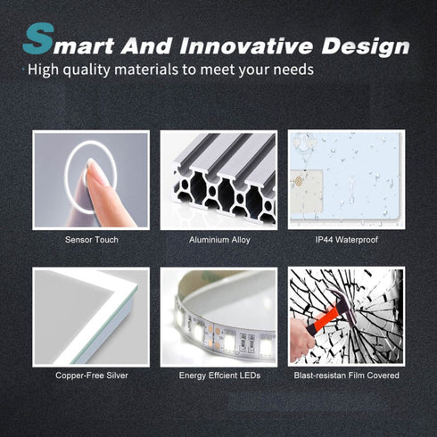 Adric Bluetooth Anti-fog LED Bathroom Wall Mirror