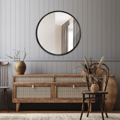 Angela Matt Black Round Wall Mirror