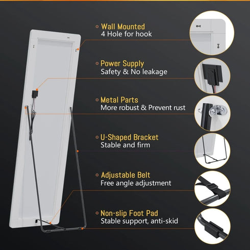 Ryenne Round Corner 3 Color LED Dressing Wall Mounted/Standing Mirror