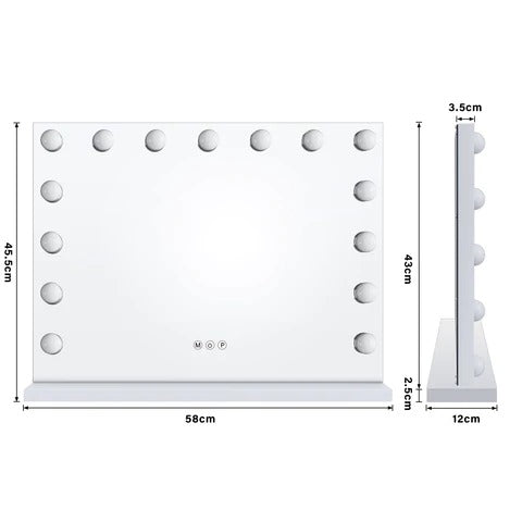 Pleun 15 LED Bulbs Smart Touch Control Makeup Mirror
