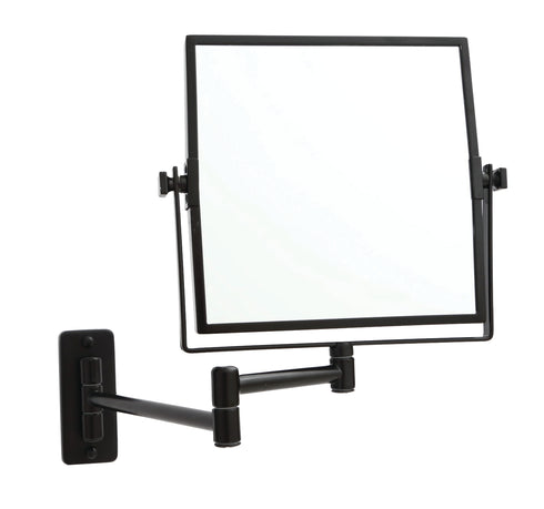 Ablaze Wall Mounted Square 5x Magnification In Matte Black Shaving Mirror - mirrors-city-aus