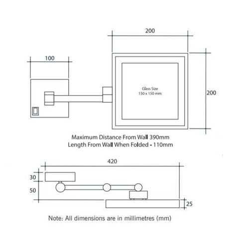 Ablaze Black Backlit Shaving Mirror
