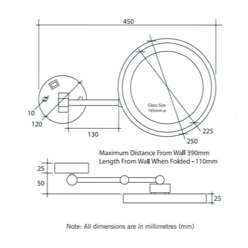 Ablaze Illuminated Round Shaving Mirror