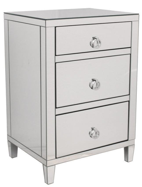 GLAMOUR 3 DRAWER MIRRORED BEDSIDE TABLE DS - 41135 - mirrors-city-aus