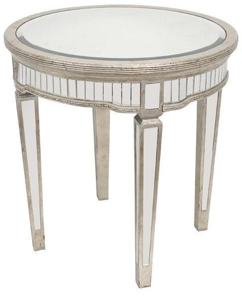 DEANA ROUND MIRRORED SIDE TABLE ANTIQUE DS- 41124 - mirrors-city-aus