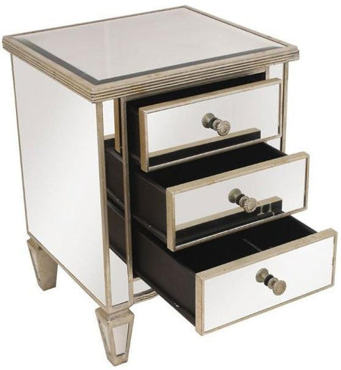 DEANA MIRRORED BEDSIDE ANTIQUE TABLE DS - 41127 - mirrors-city-aus
