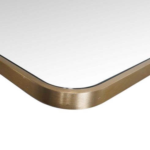 Albin Radius Rectangle Satin Brass Wall Mirror