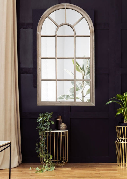 Romeo Arch Panelled Mirror, Wood Grain Medium - mirrors-city-aus