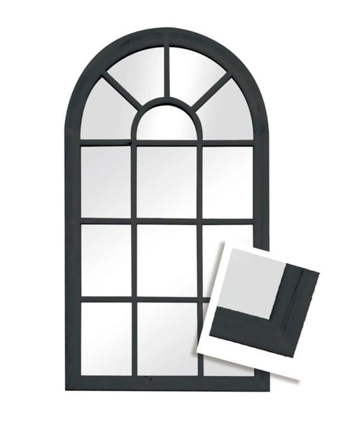 Romeo Arch Panelled Mirror, Matt Black Medium - mirrors-city-aus