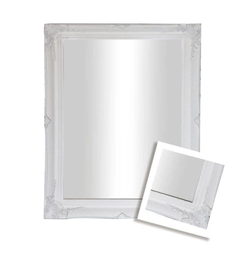 Felicity Ornate Wall Mirror Brushed White Small - mirrors-city-aus