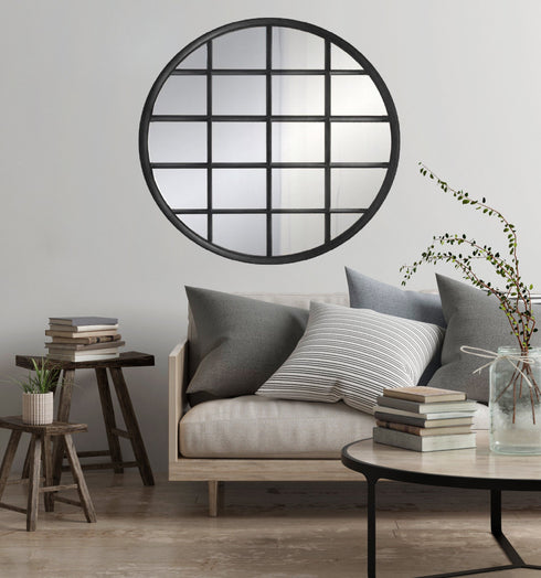 Walter Matt Black Window Style Mirror
