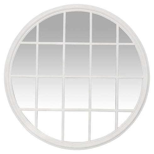 LANDRY WHITE ROUND PANED WALL MIRROR - mirrors-city-aus
