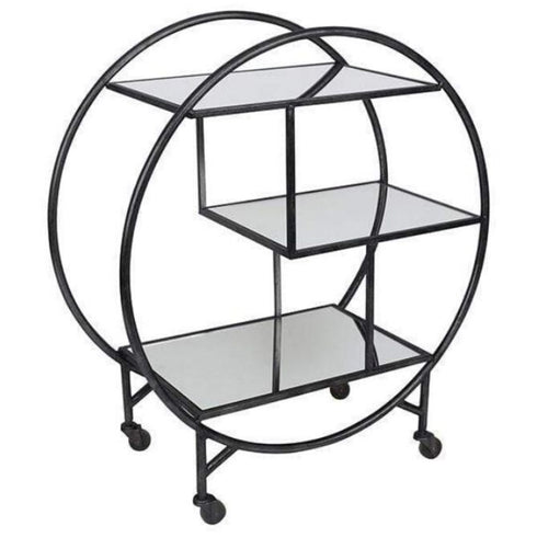 Calder Black Mirrored Bar Trolley