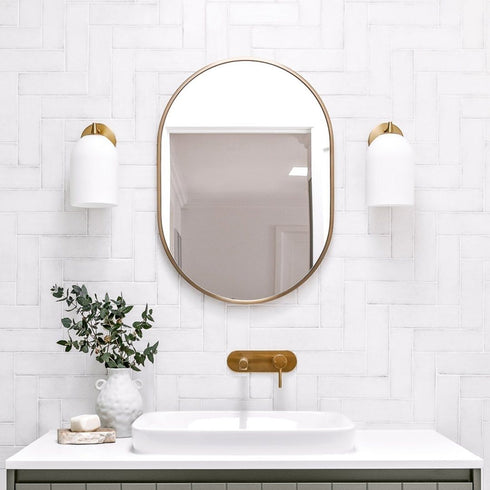 Aaden Pill Satin Brass Wall Mirror