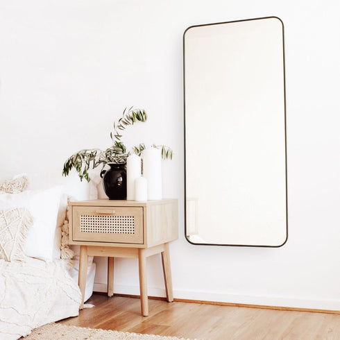 Albin Radius Rectangle Black Wall Mirror
