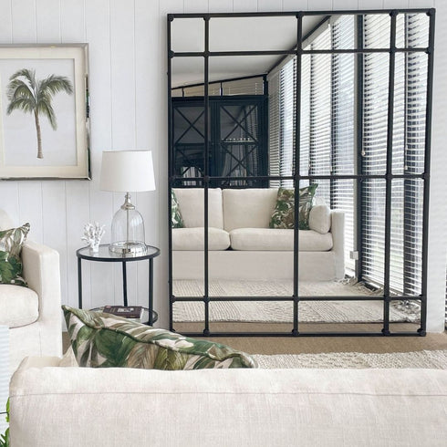 Dalton Black Window Style Wall Mirror