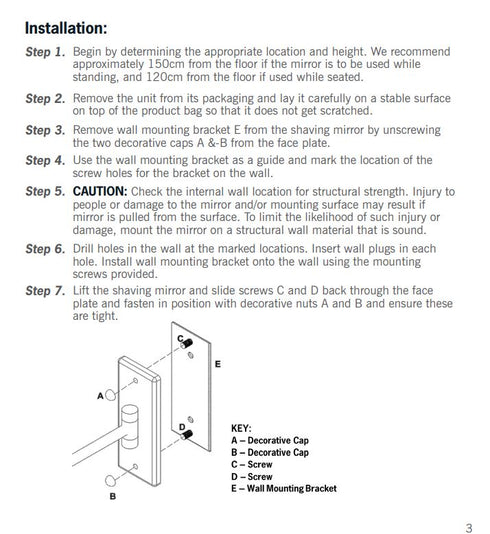Ablaze Wall Mounted 5X Magnification Shaving Mirror