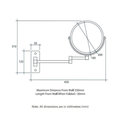 Ablaze Wall Mounted 5X Magnification Shaving Mirror