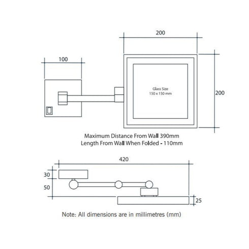 Ablaze Silver Backlit Shaving Mirror