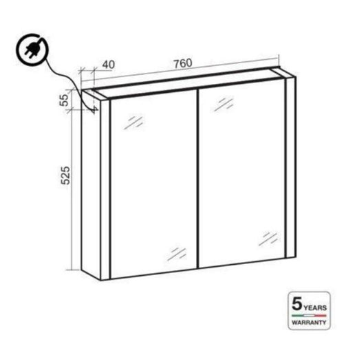 Ansaldo Italian White Oak Mirrored Shaving Cabinet
