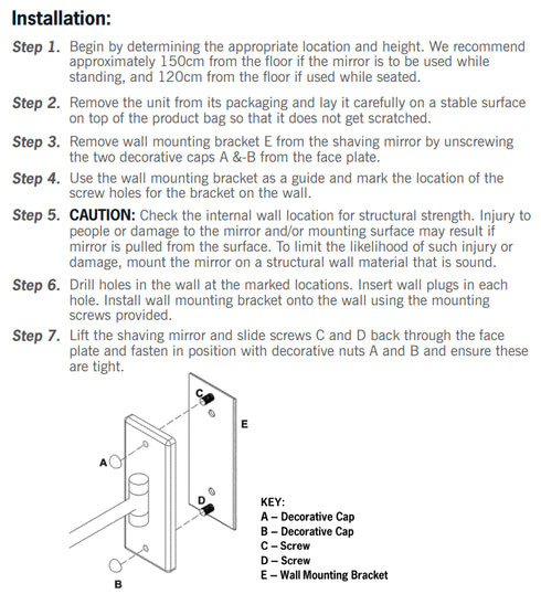 Ablaze Matte Black Round Shaving Mirror