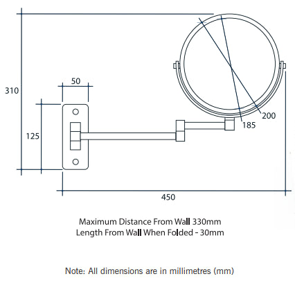 Ablaze Matte Black Round Shaving Mirror