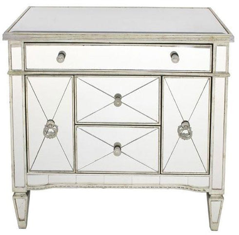 SOFIA MIRROR 5 DRAWER CHEST ANTIQUE DS- 41111 - mirrors-city-aus