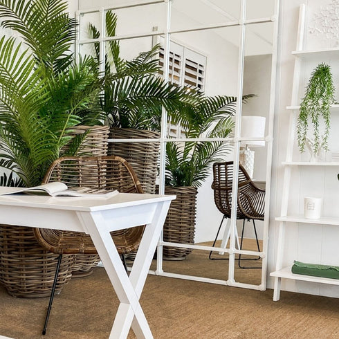 Allen White Window Style Wall Mirror