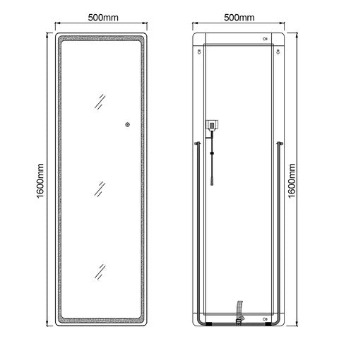 Ryenne Round Corner 3 Color LED Dressing Wall Mounted/Standing Mirror