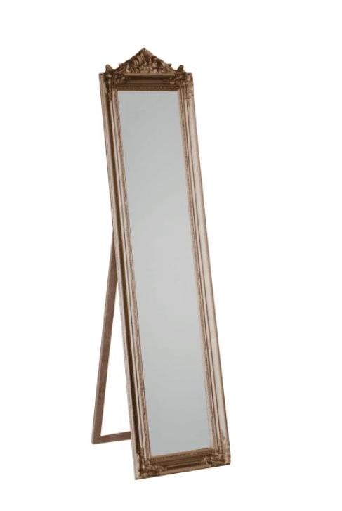 Evelyn Ornate Floor Mirror Stand Champagne Large - mirrors-city-aus