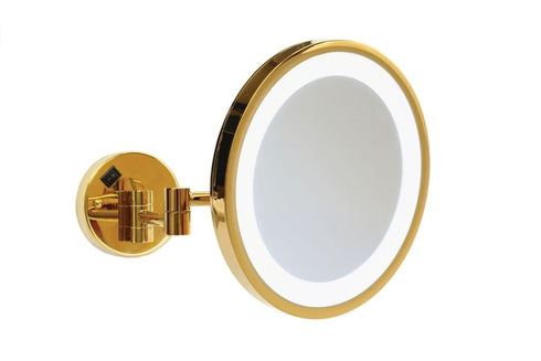 Ablaze Gold With Cool Light Backlit Round Shaving Mirror - mirrors-city-aus