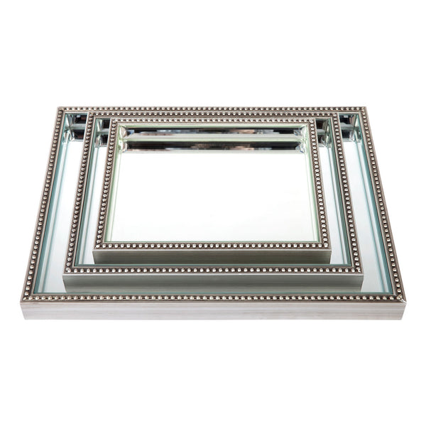 Zeta Antique Silver Mirrored Tray