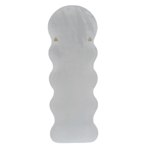 back of Quinn Wavy Velvet Frame White Wall Mirror