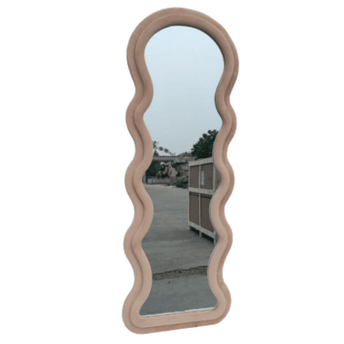 Quinn Wavy Velvet Frame Peach-Orange Mirror