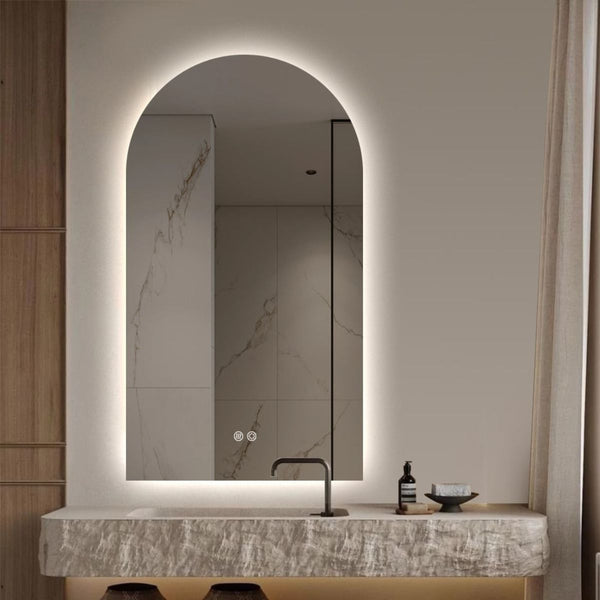Solvi Frameless Arched LED Anti Fog Backlit Bathroom Mirror