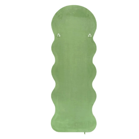 back of Quinn Wavy Velvet Frame Green Wall Mirror
