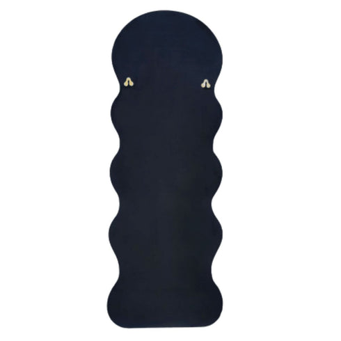 Back of Quinn Wavy Velvet Frame Black Wall Mirror