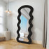 Wavy Velvet Frame Wall Mirror Black 