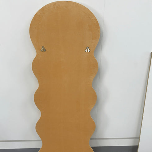 Quinn Wavy Velvet Frame Peach-Orange Wall Mirror