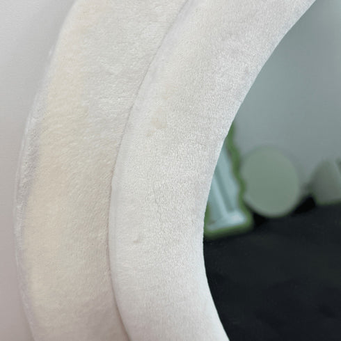 Quinn Wavy Velvet Frame White Wall Mirror