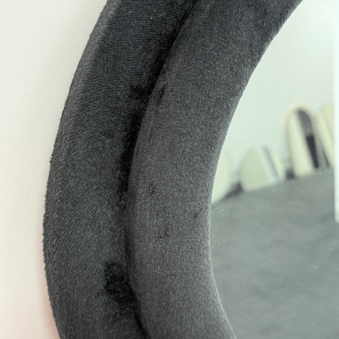 Quinn Wavy Velvet Frame Black Wall Mirror