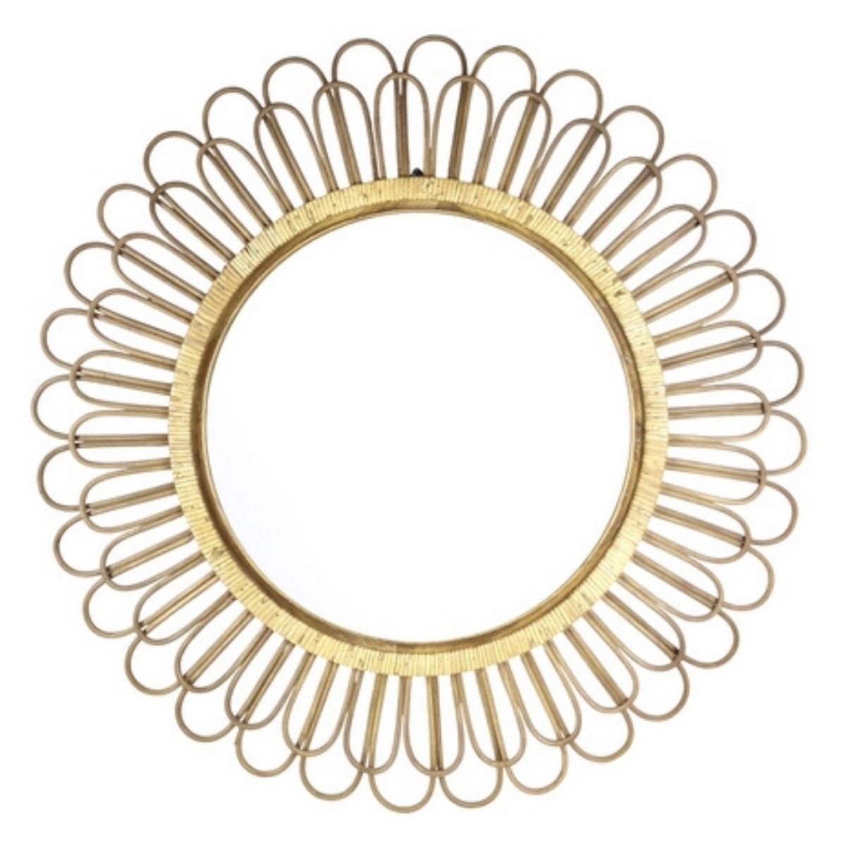 Haven Loop Woven Round Mirror - Decorative Wall Mirror with Gold Loop ...
